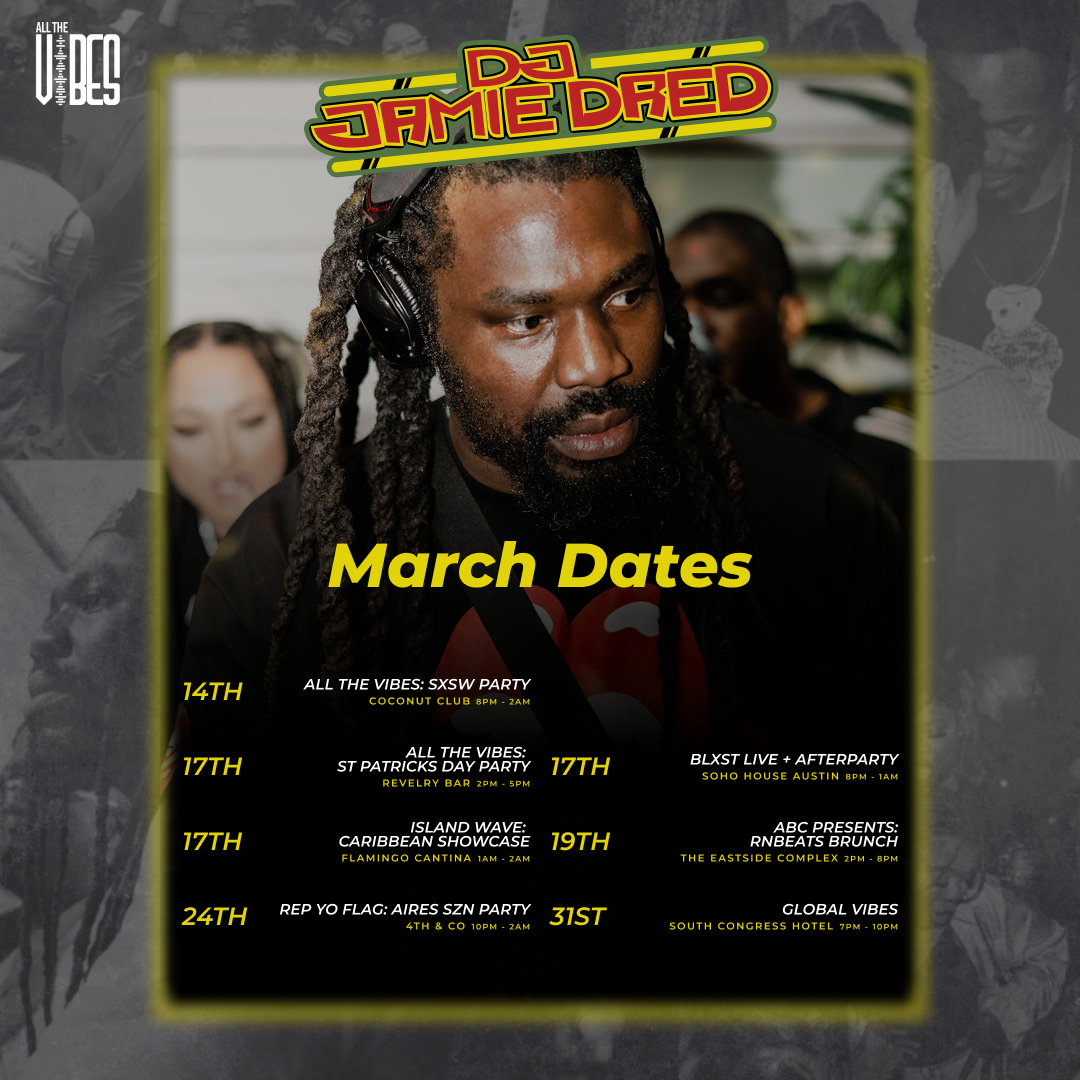 Social Media Post for a series of events for DJ Jamie Dred